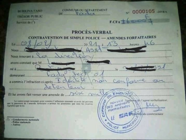 Abus de pouvoir? Une amende pour "Identité non conforme au détenteur" Gulmu Info